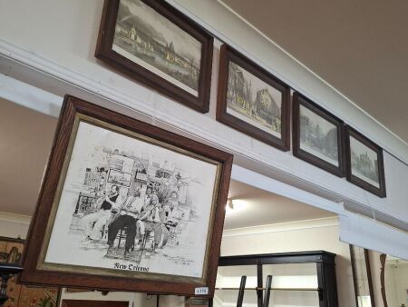 Assorted timber framed prints