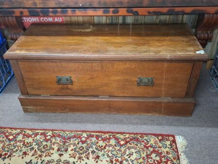 Vintage wooden trunk with top and side doors