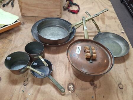 Assorted St Claire copper cookware