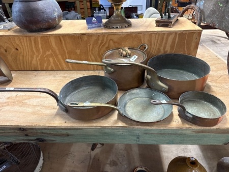 Assorted St Claire copper cookware