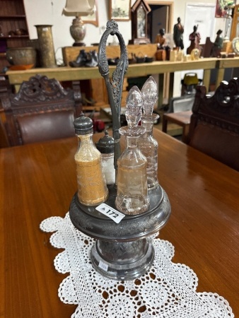 Vintage silver plate condiment cruet set