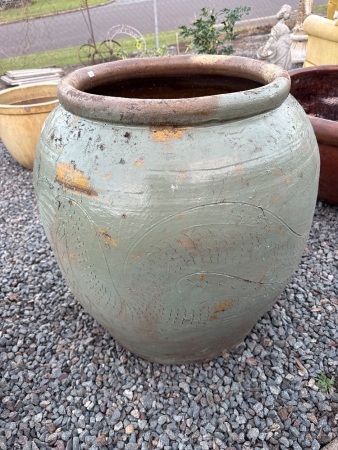 Extra large glazed pot - green - 65cm x 72