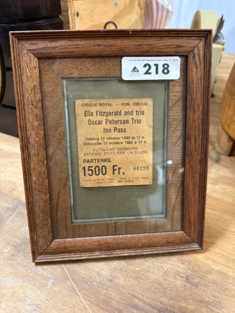 Ella Fitzgerald Trio 1982 framed ticket
