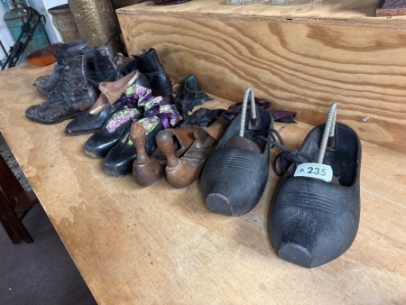 Collection of antique shoes for display