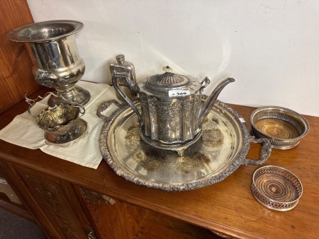 Assorted silver plate dinnerware