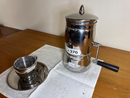 Stainless steel coffee grinder and cup