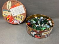 Vintage Ansett Anniversary Tin Full of Glass Marbles