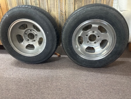 Pair of Holden HQ alloy wheels