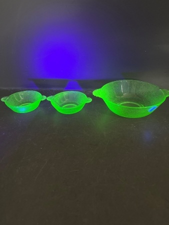 3 x Uranium Glass Dishes