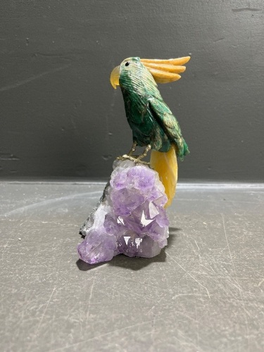 Hand-carved Semi-Precious Stone Cockatoo