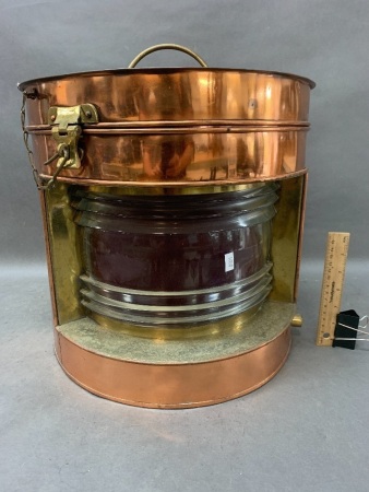 Large Vintage Brass & Copper Port Qtr Signal Lantern