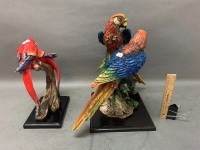 2 x Pairs of Parrots Sculptures on Plinths - 2