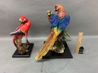 2 x Pairs of Parrots Sculptures on Plinths - 3