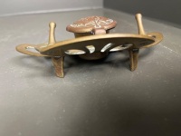 Antique Copper Inkwell Ornate Art Nouveau Stylistic Elements - Marked Geschutzt - 4
