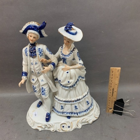 Antique German Porcelain Couple Promenading Figurine