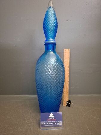 Electric Blue Empoli &lsquo;Bubble Hobnob / Honeycomb&rsquo; Genie Bottle &lsquo;Rare&rsquo; - Pontil consistent with mouth-blown - Tuscany c1960 - Small Chip inside Stopper - (CHOICE 167 / 168) - high bidder on lot 167 is given the choice of which lot/s they wish to purchase x 