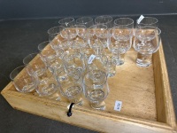 10 x Sherry Glasses and 12 x Liquor Glasses - Kosta Boda 'Pippi' Pattern - Swedish