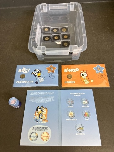 Large Lot of Bluey Coins