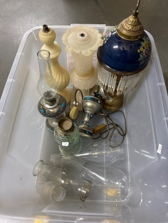 Mixed lot of Lamp Bases and Chimneys