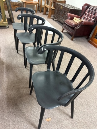 4x black plastic IKEA chairs