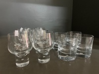 12 x Glass Large Tumblers and 7 x Glass Small Tumblers - Kosta Boda 'Pippi' Swedish