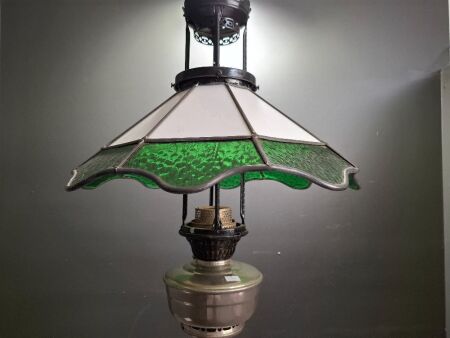 Aladdin Kerosene Lamp with Stained Glass Shade assembly