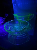 Two uranium/glow glass dishes