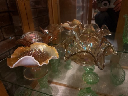 3x Carnival glass bowls