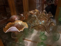 3x Carnival glass bowls