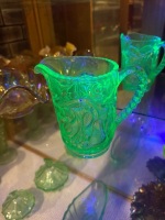 Uranium/glow depression glass pitcher
