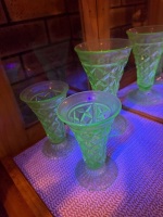 3x uranium/glow glass green depression vases