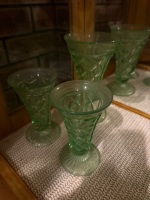 3x uranium/glow glass green depression vases - 2