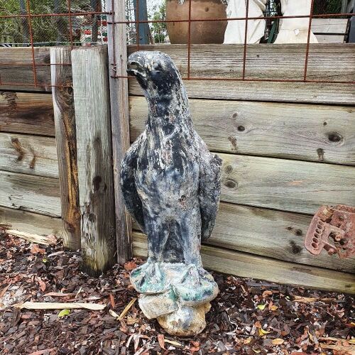 Large Vintage Concrete Eagle + Small Water Tank on Timber Stand