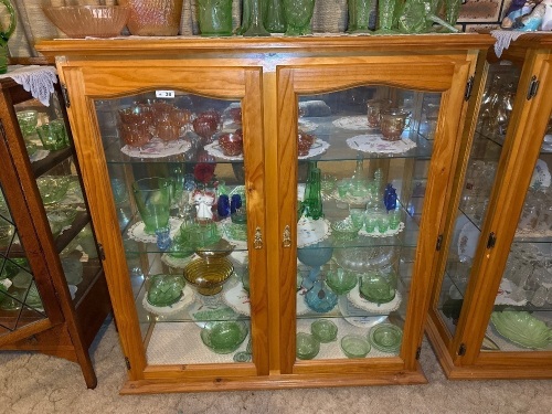 Pine display cabinet with glass shelves and swinging doors (QTY CHOICE 37, 38, 39)