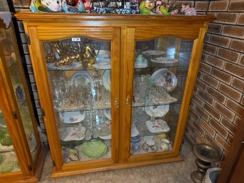 Pine display cabinet with glass shelves and swinging doors (QTY CHOICE 37, 38, 39)