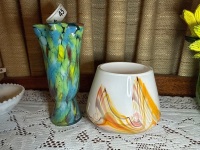2x art glass vases