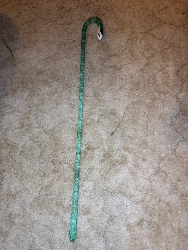 Green depression, glass walking cane