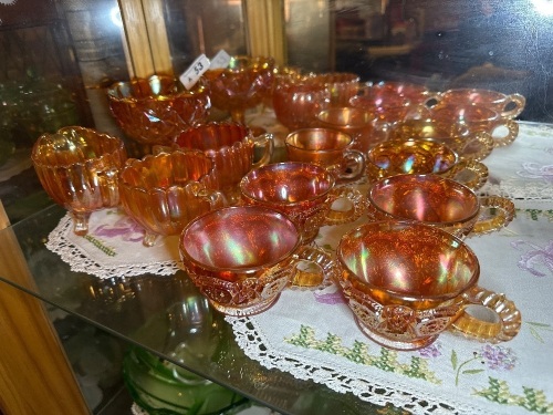 Assorted marigold carnival glass