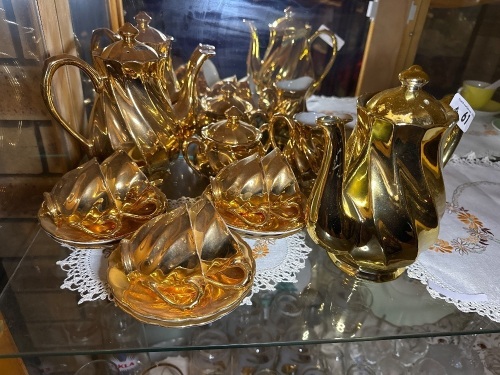 St Kilda swirl design coffee set - possibly gold plated