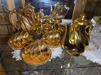St Kilda swirl design coffee set - possibly gold plated
