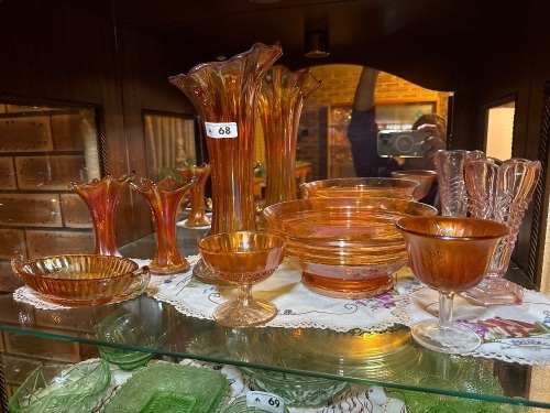 Shelf lot of Marigold glassware