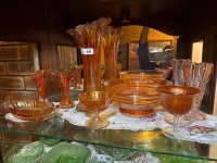 Shelf lot of Marigold glassware
