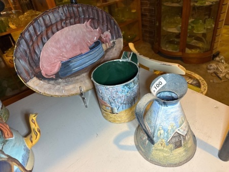 Tins/plate etc hand painted by Shirley.A.Cole