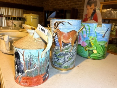 Tins etc hand painted by Shirley.A.Cole
