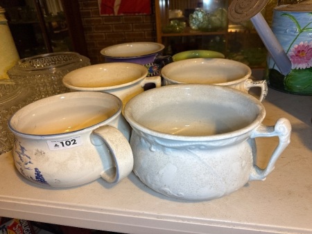Assorted ceramic chamber pots