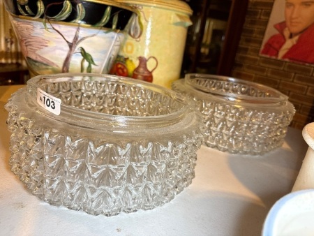 2x pressed glass light shades ?