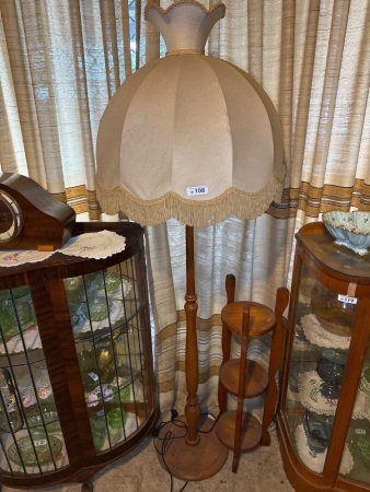 Wooden floor standing lamp and three tier stand