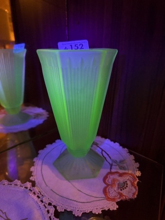Deco Green uranium/glow glass vase