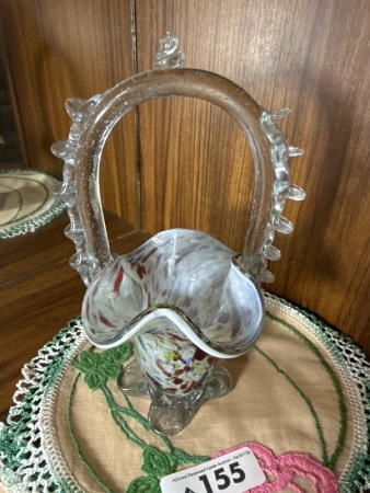 Murano style art glass basket