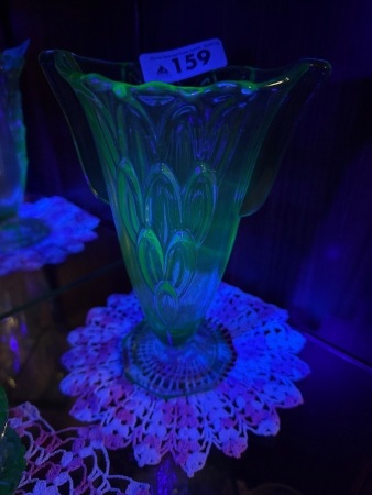 Green uranium/glow glass vase